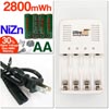 ハイパワー 単３ 充電池 NiZn 1.6V ４本＋４本専用充電器セット