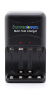 強力 NiZn 1.6V 単４充電池 900mWh ４本 急速充電器 黒 セット