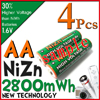 ハイパワー 単３ 充電池 2800mWh NiZn 1.6V 強力　４本