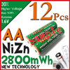 ハイパワー 単３ 充電池 2800mWh NiZn 1.6V 強力　１２本