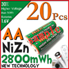 ハイパワー 単３ 充電池 2800mWh NiZn 1.6V 強力　２０本