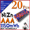 ハイパワー 単４ 充電池 1150mWh NiZn 1.6V 強力　２０本